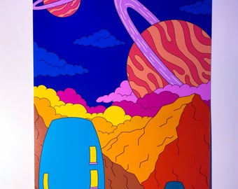 Houses on Another planet /trippy illustration print