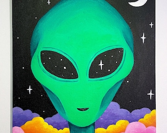 Starry Eyes/ Trippy Alien portrait painting