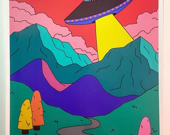 UFO up Ahead /trippy print