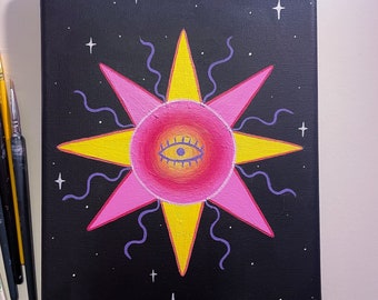 Sun Angel/ Trippy psychedelic original painting
