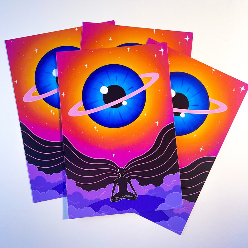 Cosmic Meditation/ Trippy Psychedelic Mini Print - Etsy