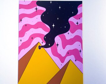Cosmic Vibes/ trippy illustration mini print