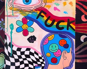 FUCK/ trippy psychedelic abstract art PRINT