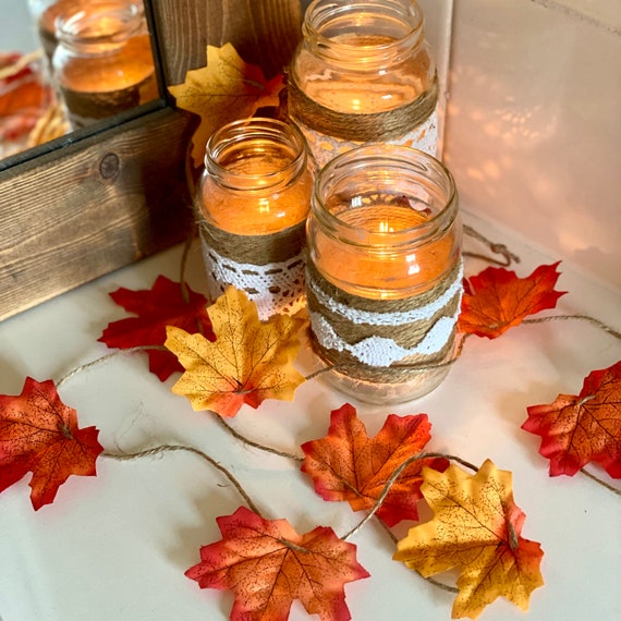 Handmade Autumn Leaf Garland: Rustic Fall Decor, 6ft Jute Twine