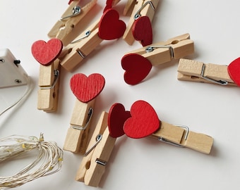 Heart Peg DIY Photo Display Kit - Fairy Lights, Valentine's Decor by The Crafty Cob Uk