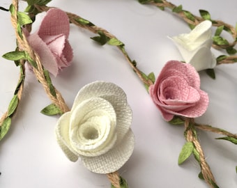 Flower Garland Wall Decor Spring Garland Fabric Rose Garland Wedding Decor Dorm Decor | The Crafty Cob UK