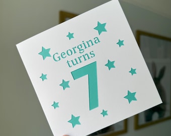 Personalised Kids Birthday Card – 3D Star, Handmade Milestone Card by The Crafty Cob UK