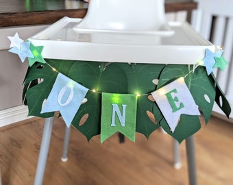 First birthday banner | ONE | Battery Operated Fairy Lights | Birthday | Highchair Decoration