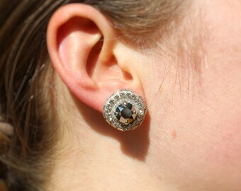 Silver Swarovski crystals earrings, stud sparkly earrings