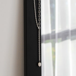 Silver lariat necklace with pearl pendant, Chain silver drop necklace image 3