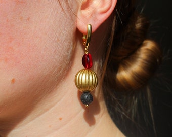 Gold chunky earrings, gold dangle earrings