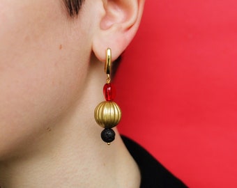 Gold chunky earrings, gold dangle earrings