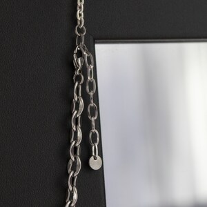 Silver lariat necklace with pearl pendant, Chain silver drop necklace image 5