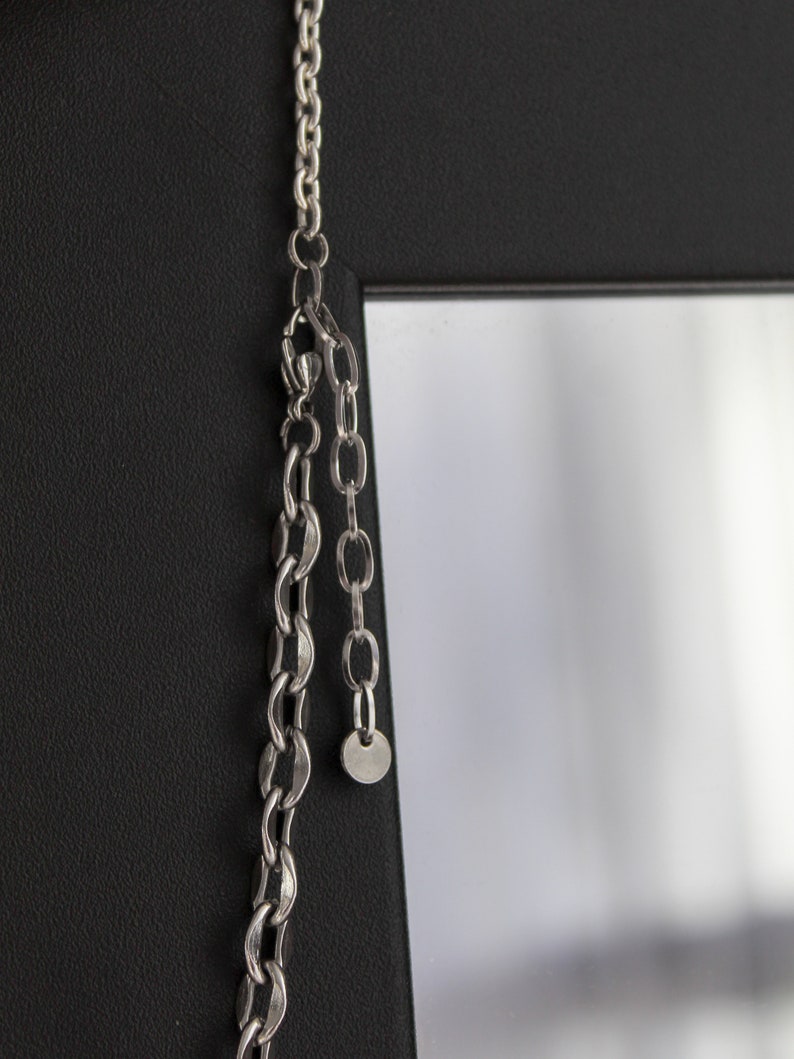 Silver lariat necklace with pearl pendant, Chain silver drop necklace image 5