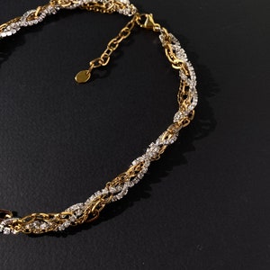 Rhinestone pearl drop choker with chains, Luxury and statement choker image 5