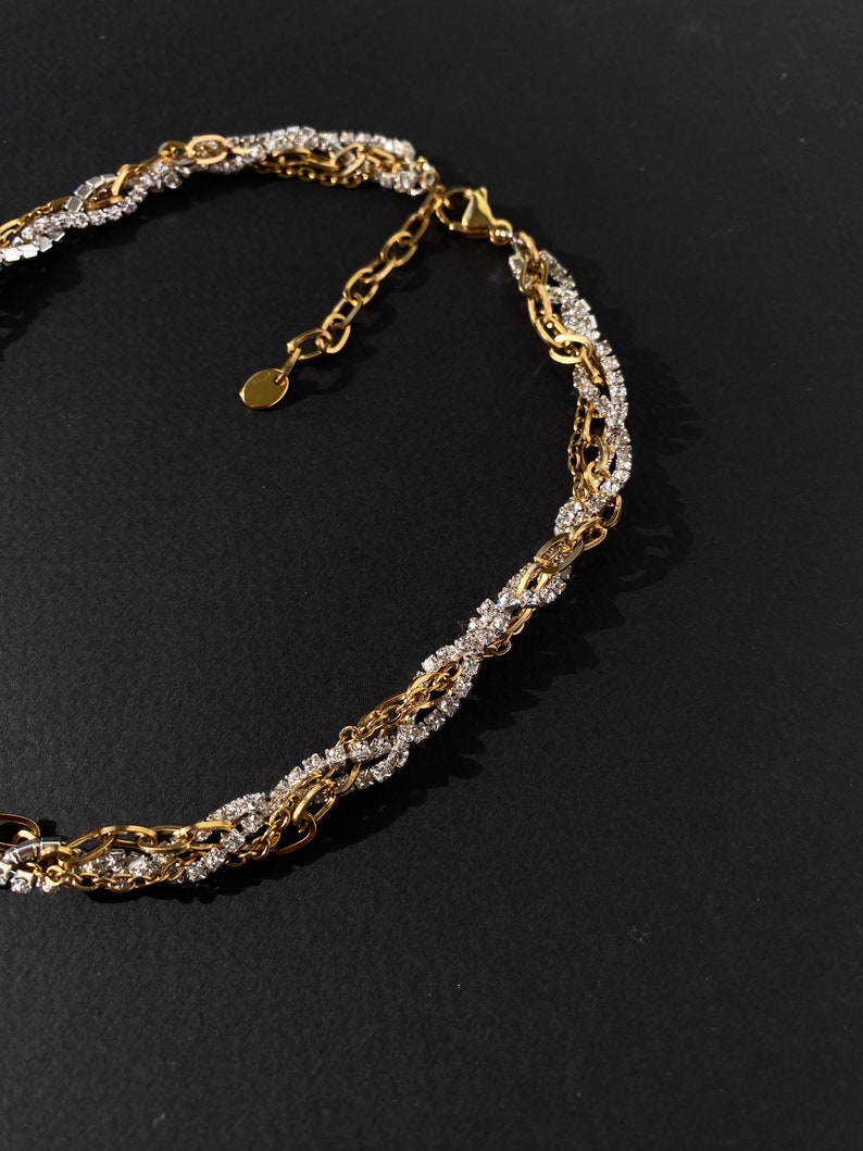 Tropfenhalsband mit Strassperlen und Ketten, Luxus und Statement-Halsband Bild 5