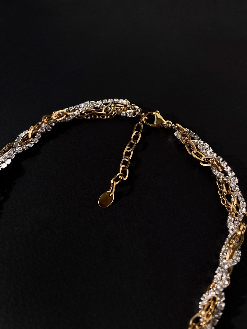 Tropfenhalsband mit Strassperlen und Ketten, Luxus und Statement-Halsband Bild 4