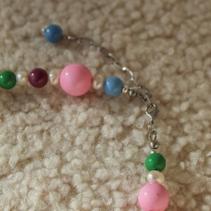Big colorful beaded necklace with pearls image 5