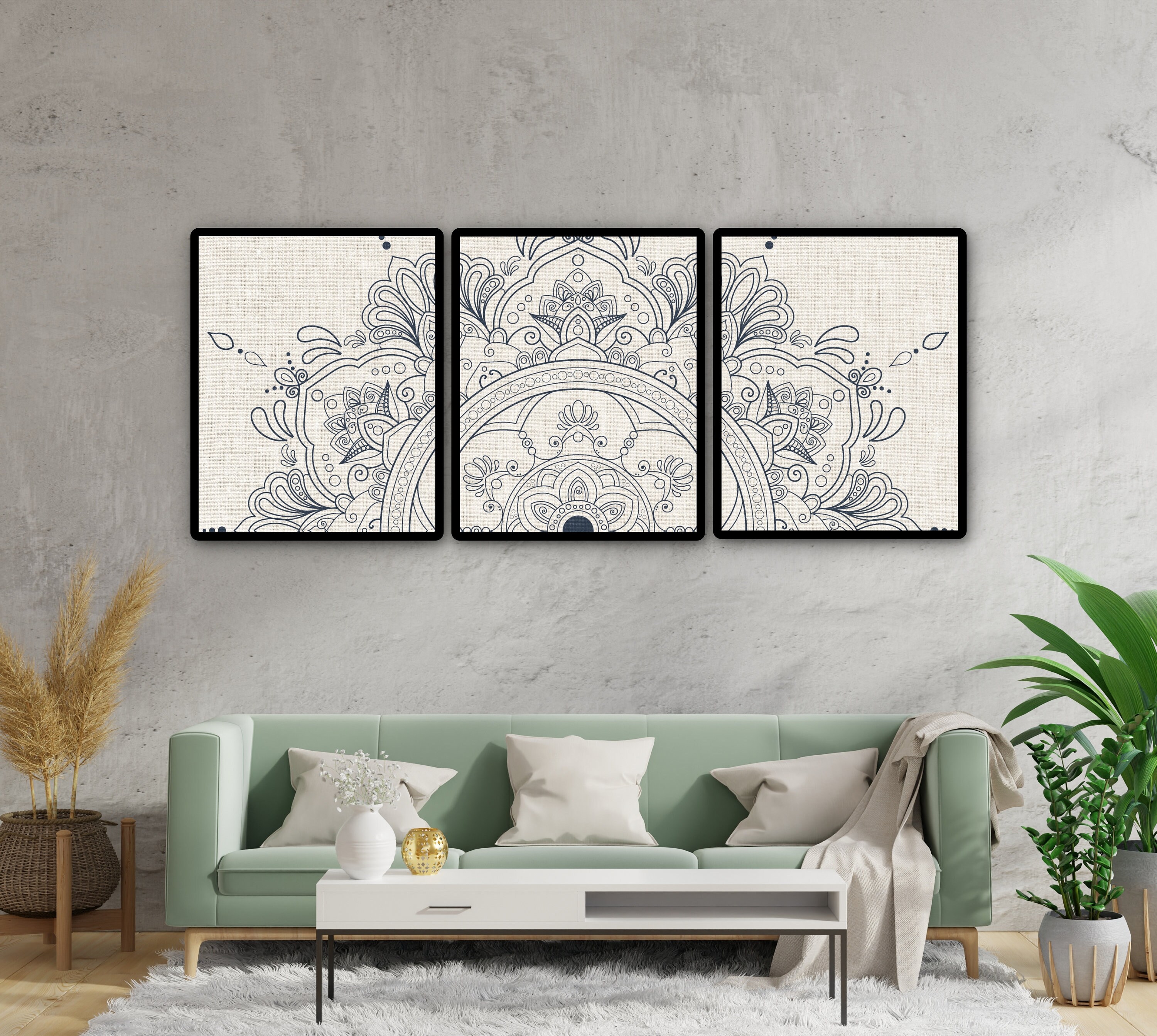 Original Mandala Wall Art Set of 3 | Printable Wall Art Set | 40x50cm ...
