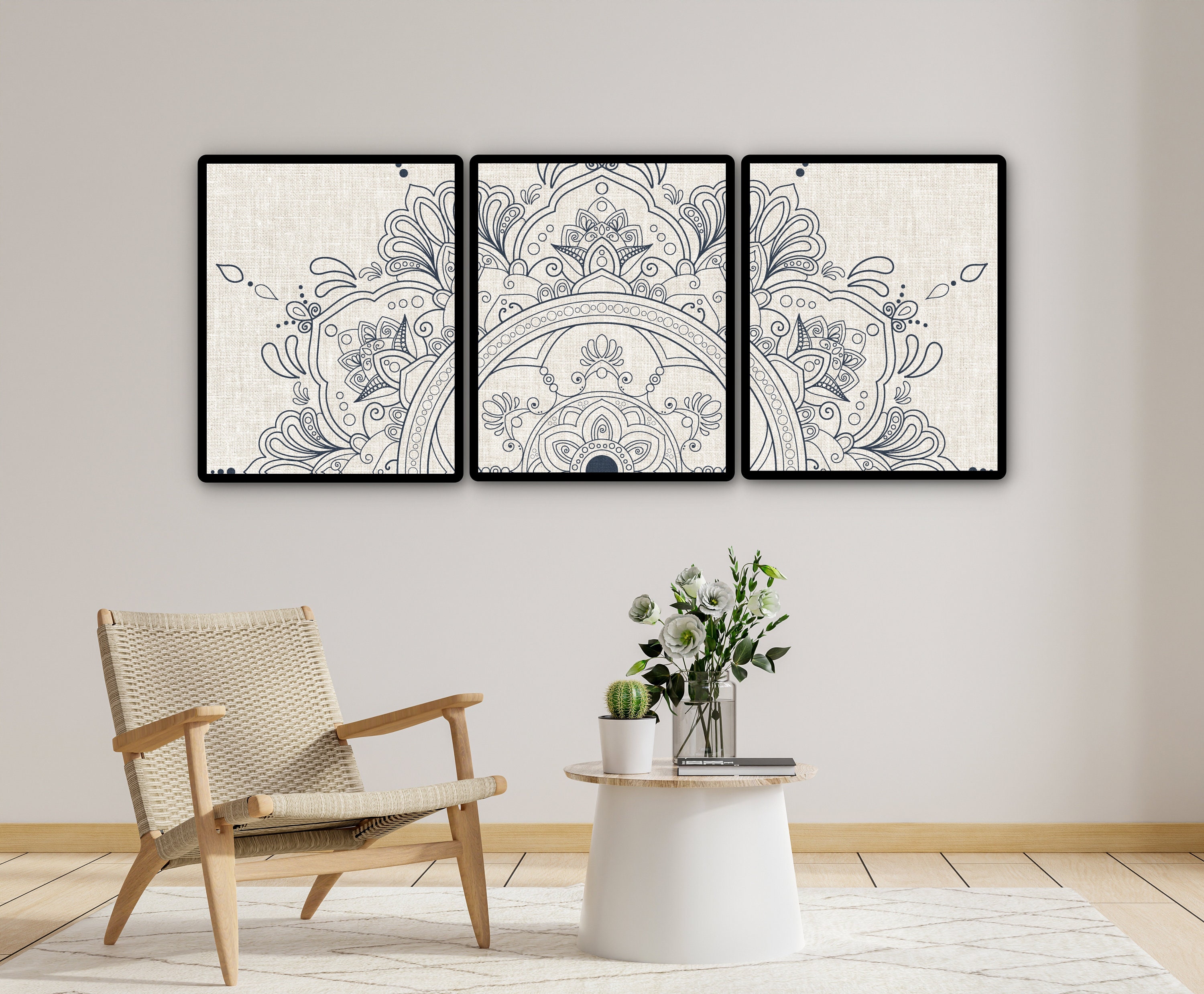 Original Mandala Wall Art Set of 3 | Printable Wall Art Set | 40x50cm ...