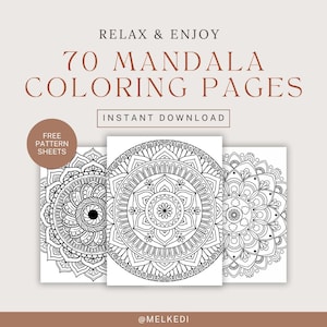 70 Printable Mandala Coloring Pages Bundle | Relaxing Painting | Mandala Coloring Pages for Adults | Adult Mandala Coloring Pages