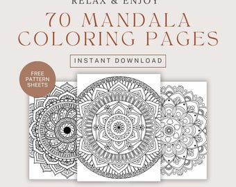 70 Mandala Coloring Pages Bundle | Relaxing Adult Designs (PDF Pattern)