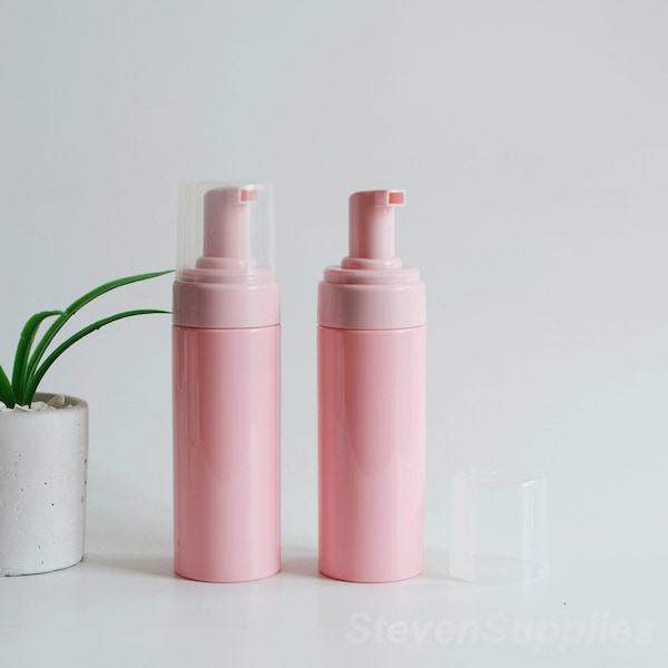 100ml 120ml 150ml 200ml Empty Foam Bottles Pink PET Bottles Transparent Cap For Hair /Facial Cleanser DIY LOGO Cosmetic Packaging Bulk