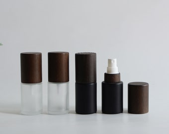 1-200pcs 30-120ml Spray Bottles Frosted/Matte Black Glass With Natural Black Wooden For Fine Mist Spray Wholesale