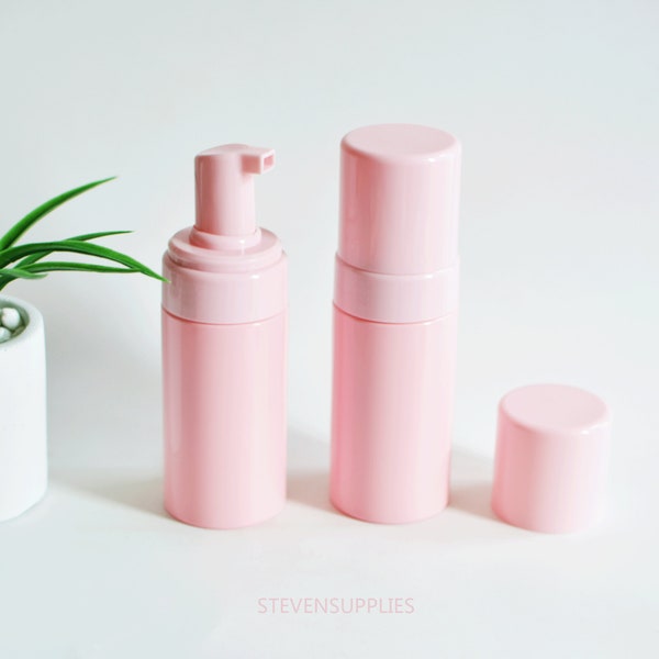 Empty Pink Foaming Pump Bottles, PET Foaming Tubes Dispenser, Cosmetic Foam Packaging Container, Facial Cleanser Bottles , Bulk, 100ml 150ml