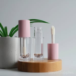 1-200pcs Lip Gloss Tubes Big Brush Pink Cap With Transparent Plastic Tubes Lip Oil Container DIY Cosmetic Packaging Wholesale