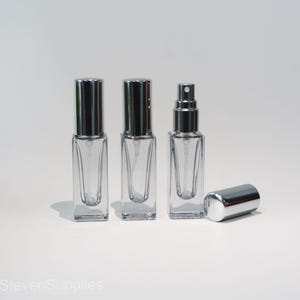 5ml Tubi spray vuoti a nebbia fine Colore grigio trasparente Tappo ugello argentato per campione Tubo trasparente Fiala vuota Spray per profumo in vetro Piccolo profumo alla rinfusa
