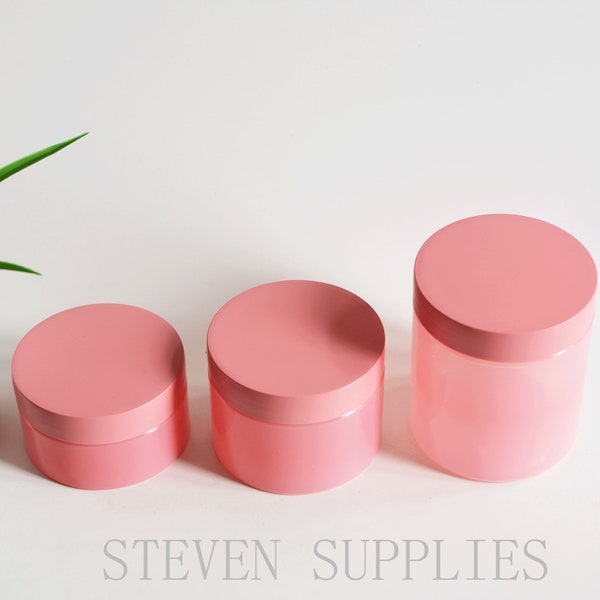 100g 150g 200g 250g Pink Plastic Cream Jars, 1~200pcs Cosmetic Face Cream Balm Jar Packaging Bottles, Body Butter Scrub Bottle