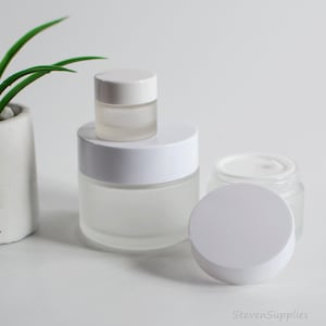 5~100g Frosted Glass Clear Cream Jar Glass Facial Cream Bottle with White Cap Glass Cream Jar Container Empty Refillable Jar Body Butter Jar