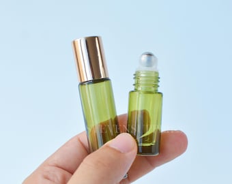 5 ml 10 ml luxe roller tube gouden deksels Oliver Green Glass Hervulbare etherische olie SPA-olie Huidverzorging Cosmetische behandelingsroller Bulk-bestelling: