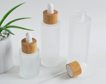 20 ml-100 ml natuurlijke bamboe doppen mat glazen druppelflesje, cosmetische etherische olie druppelflessen verpakking, groothandel