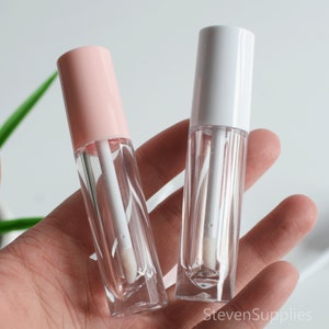 1-200pcs Empty Lip Gloss Tube Container White/Pink Plastic Cap Transparent Tube Empty Lip Balm Oil Vials, Wholesale Lipgloss Bulk Order