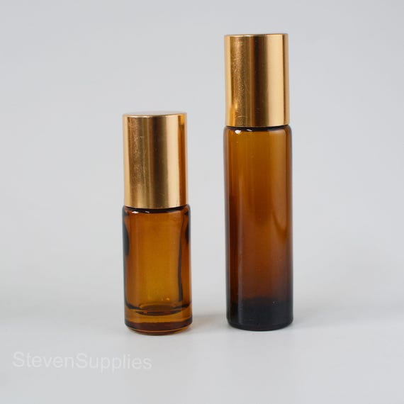 10 Flaconi Roll On Vuoti 10ml - Vetro Ambra Con Sfera Acciaio Per Oli Essenziali E Profumi