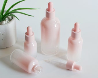 Empty Pink Glass Dropper Bottles, Cosmetic Cute Packaging, Essential Serum Oil Dropper Container, 5ml 15ml 30ml 50ml 100ml, Wholesale