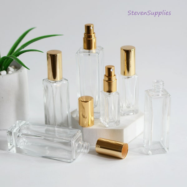 5~30ml Square Glass Spray Bottles Clear Glass Spray Bottles for Essential Oils Small Fine Mist Spray Bottles Refillable Liquid Containers