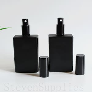 100ml Empty Refillable Square Matte Black Glass Spray Bottles with Black Sprayer for Perfume Fine Mist Sprayer for Traveling Liquid Cosmetic