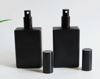 100 ml lege hervulbare vierkante matzwarte glazen spuitflessen met zwarte sproeier voor parfum Fijne nevelspuit voor reizende vloeibare cosmetica