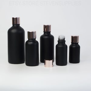 5ml 10ml 15ml 20ml 30ml 50ml 100ml Rose Gld Screw Cap Oil Matte Black Bottles For Essential Oil Container Bulk Order