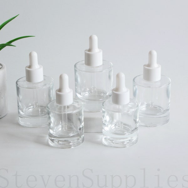 Flacons compte-gouttes d'huile essentielle de parfum en verre transparent de 30 ml 50 ml