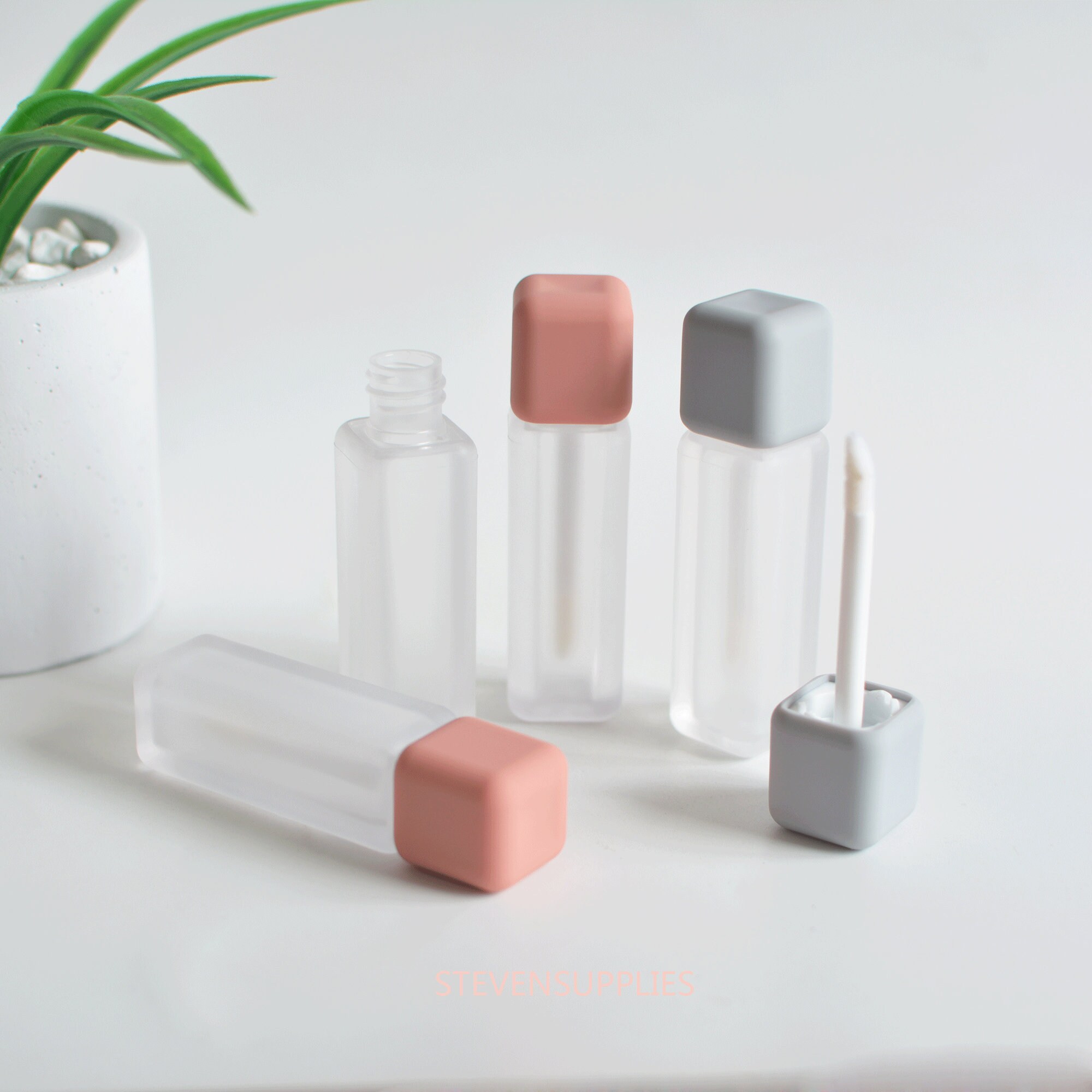 5ml Frosted Plastic Lip Gloss Tubes Pink/Gray Square Lipgloss Etsy