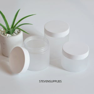 1/300px 5oz 7oz 8oz White Frosted Plastic Cream Jars, Face Cream Jar Bottle, DIY Cosmetic Body Butter Lotion Packaging Storage Jars , Bulk
