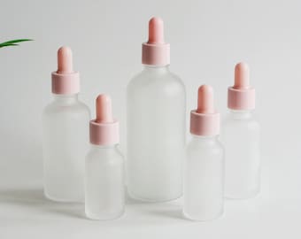 5ml-100ml Frosted Glass Dropper Bottle with Pink Dropper Empty Perfume Essential Oil Dropper Cosmetic Body Serum Packaging Wholesale