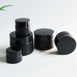 Barattolo per crema in vetro smerigliato nero da 5 g/15 g/30 g/50 g, flacone per crema in vetro smerigliato nero di alta qualità, barattolo per balsamo per crema viso cosmetica, crema al burro per il corpo
