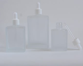 1-200pcs 30mnl 50ml 100ml Square Frosted Dropper Bottles White Dropper For Skin Care Facial Dropper Cosmetic Packaging Bulk