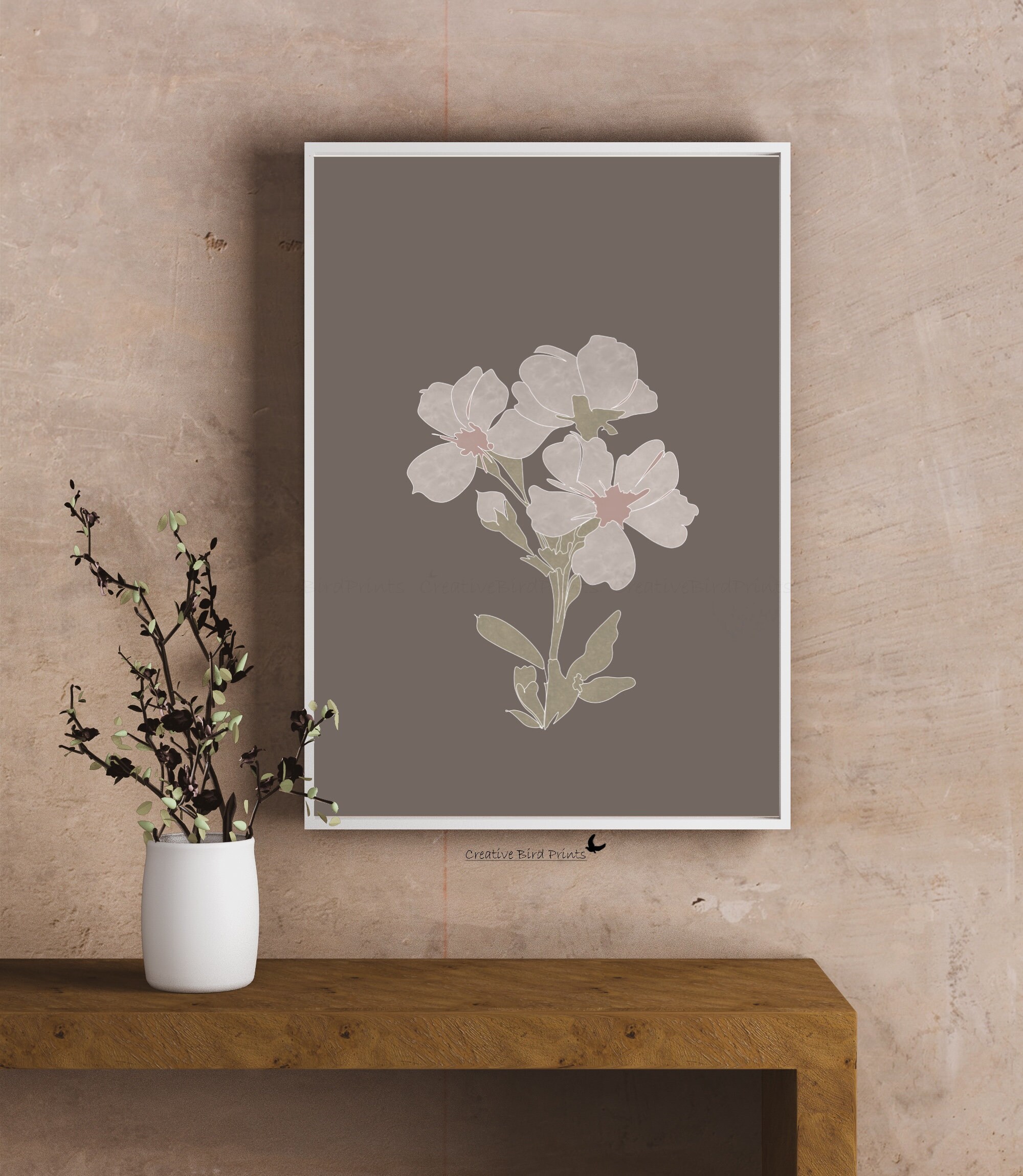 Abstract floral print modern wall decor botanical line art Etsy