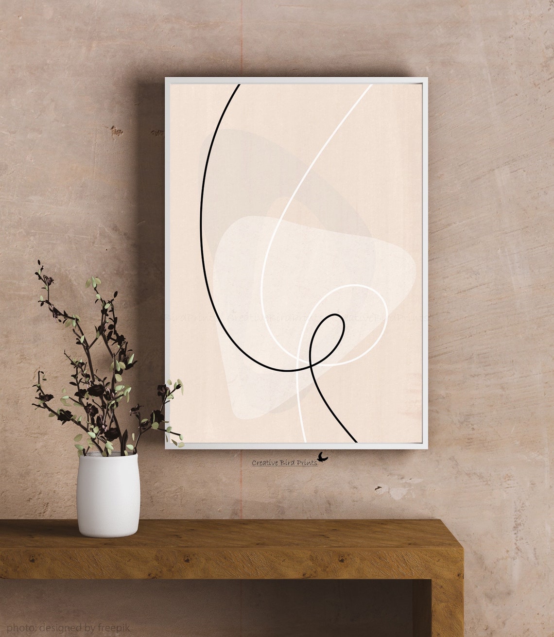 Neutral boho minimal wall art Beige abstract print Boho Etsy